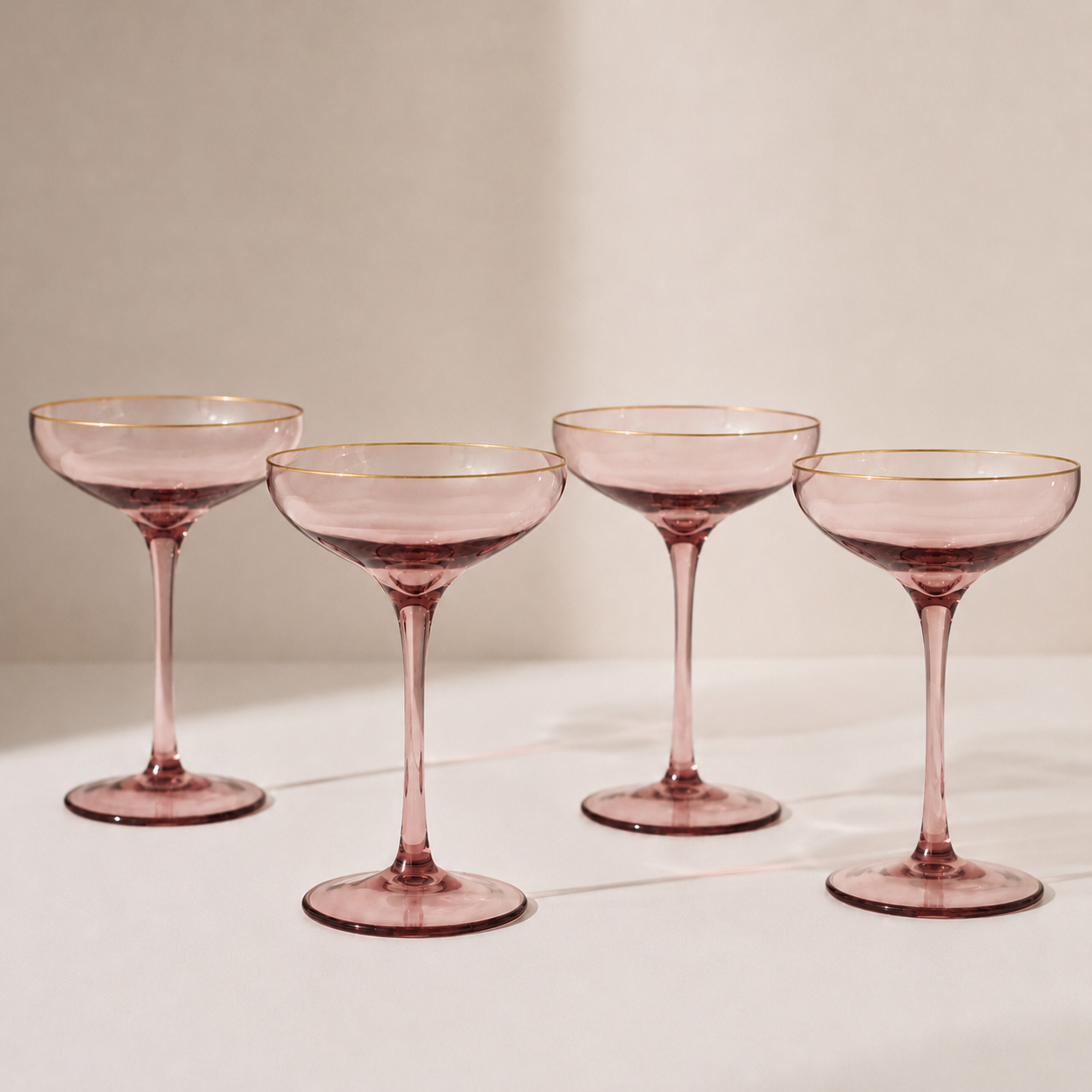 Vintage Pink Sherbert Champagne Glass - Set of 4