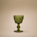 Vintage Green Embossed Goblet - Set of 6