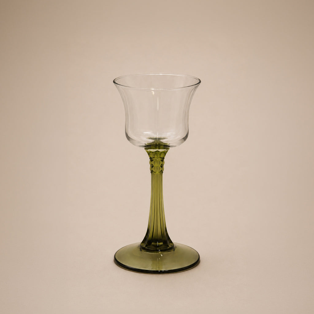 Vintage Green Stem Wine Glass - Set of 2