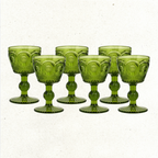 Vintage Green Embossed Goblet - Set of 6