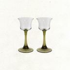 Vintage Green Stem Wine Glass - Set of 2