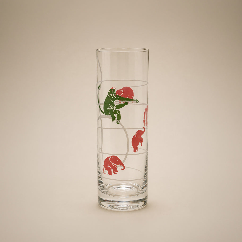 Vintage Monkey & Elephant Highball Glass - Set of 4