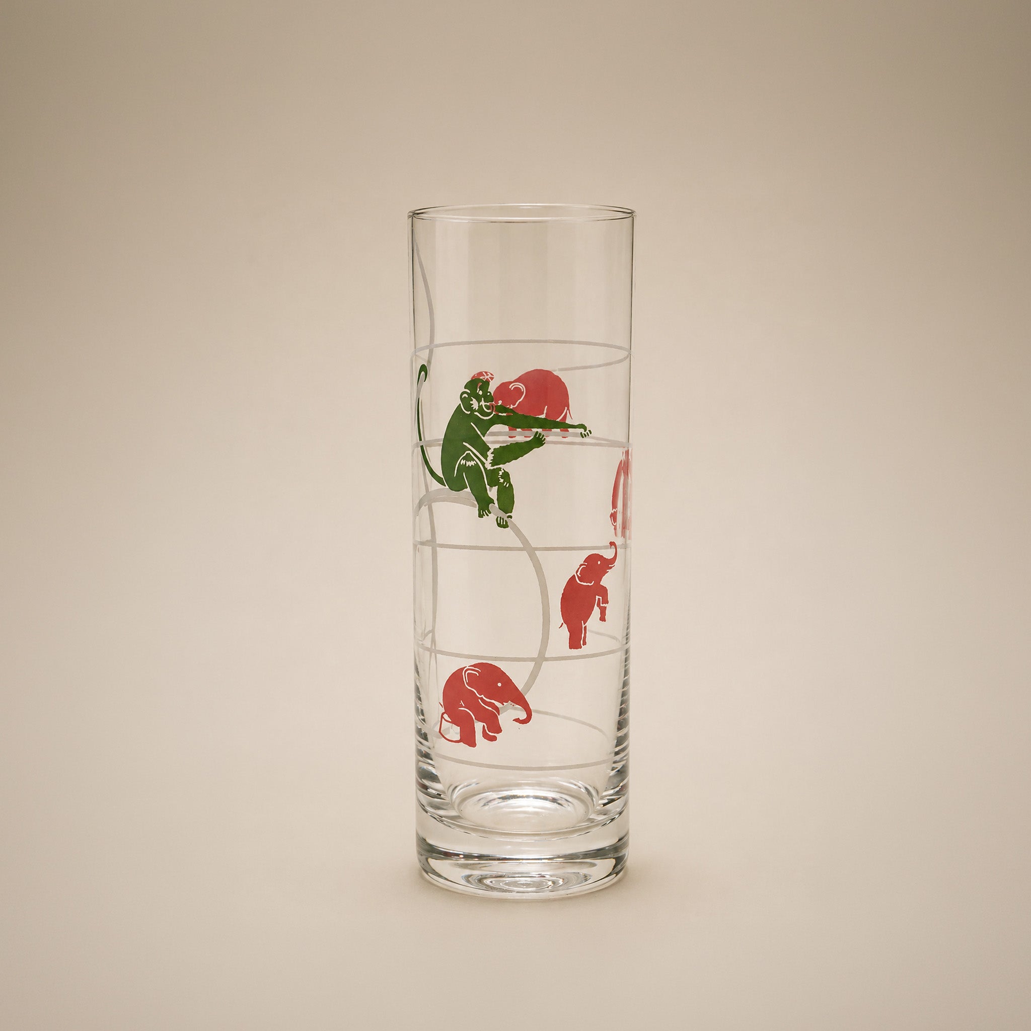 Vintage Monkey & Elephant Highball Glass - Set of 4
