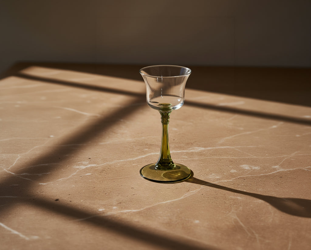Vintage Green Stem Wine Glass - Set of 2