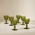 Vintage Green Embossed Goblet - Set of 6