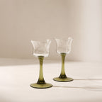 Vintage Green Stem Wine Glass - Set of 2