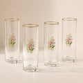 Vintage Floral Highball Glasses - Set of 4