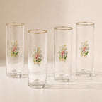 Vintage Floral Highball Glasses - Set of 4